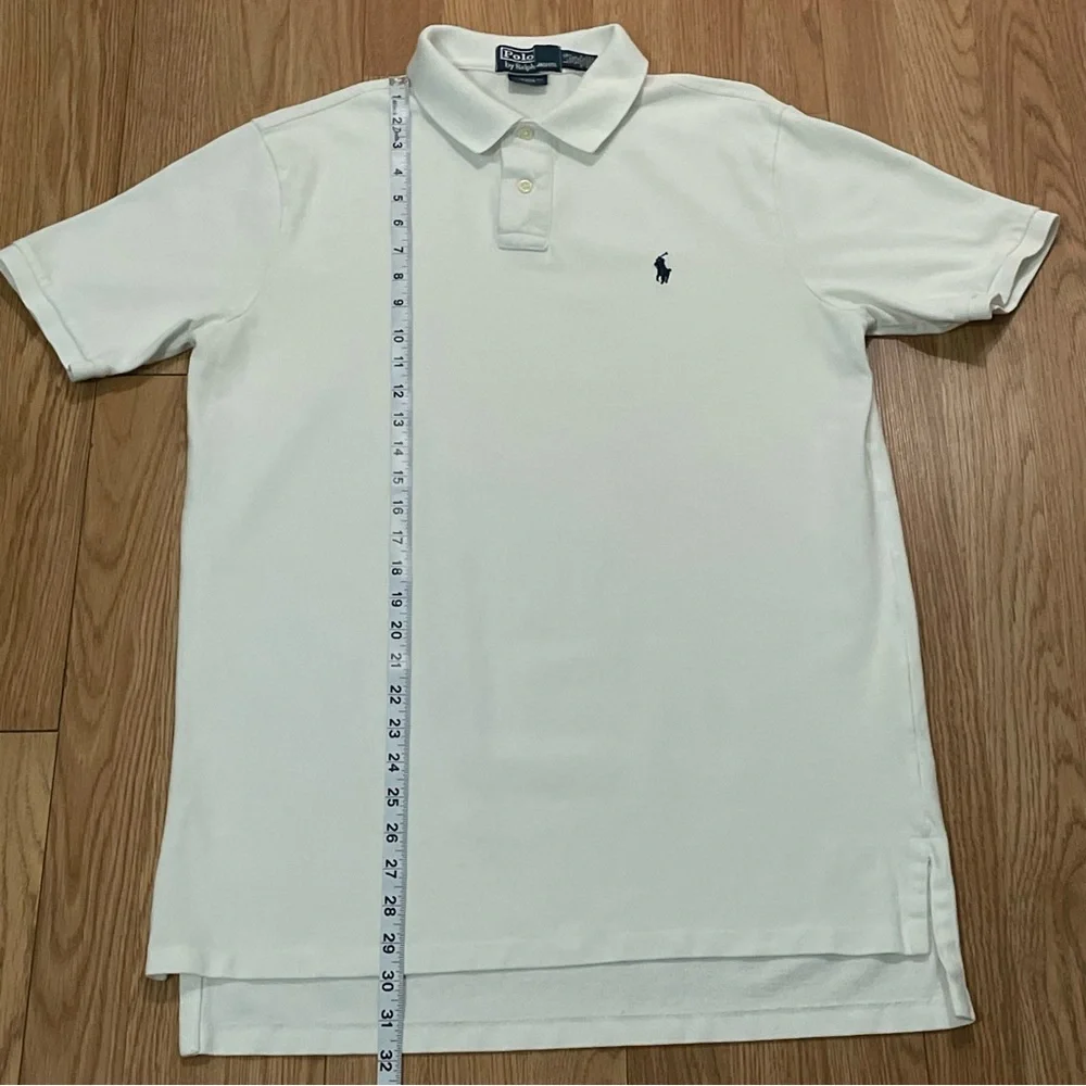 Polo Ralph Lauren Men’s Large Polo Shirt White Custom Fit Long Preppy Golf